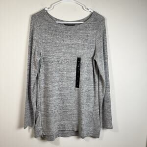 BANANA REPUBLIC Factory Women’s Grey KnitLongSleeve Top Size M Soft Pullover Zip